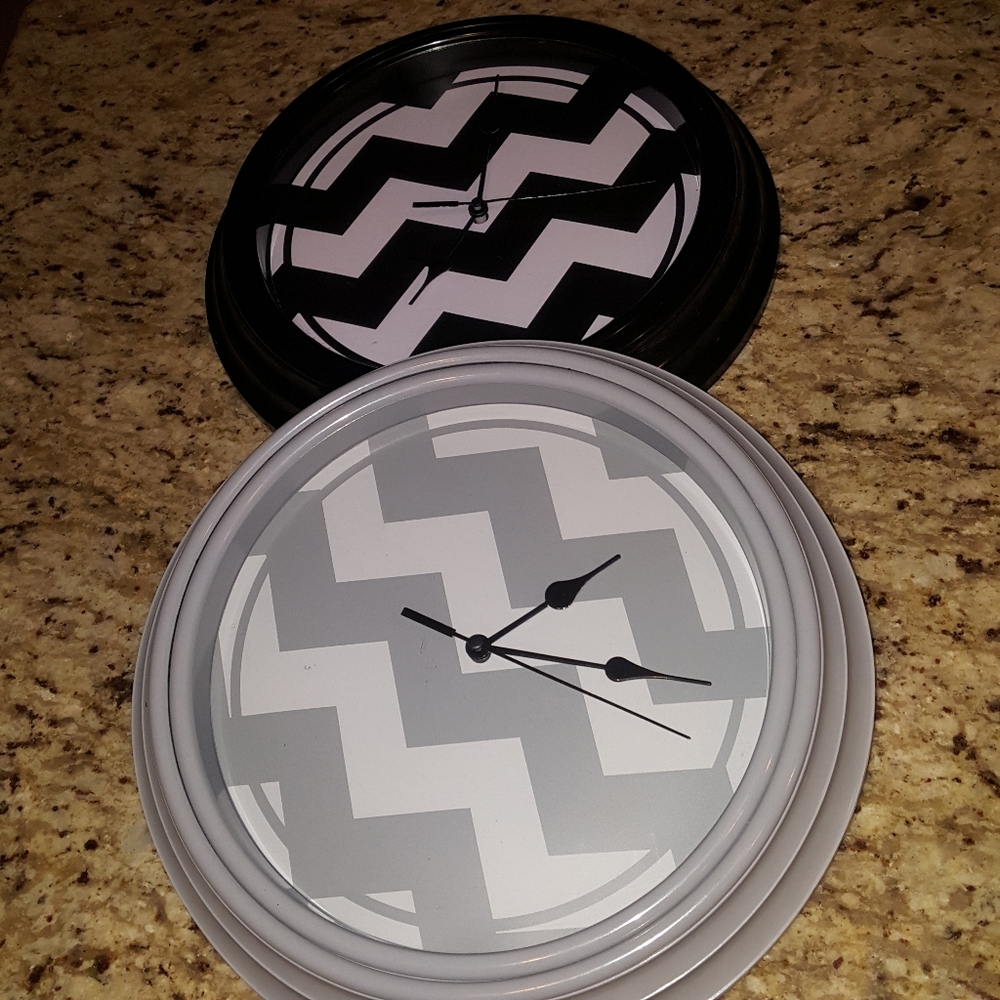 2 Decorative 10" Wall Clock Chevron